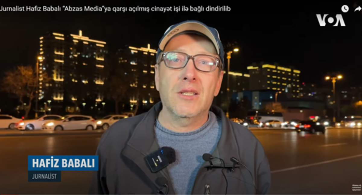 Хафиз Бабалы. Cкриншот видео cpj.org https://cpj.org/ru/2023/12/азербайджанский-журналист-хафиз-баб/ Хафиз Бабалы. Cкриншот видео cpj.org https://cpj.org/ru/2023/12/азербайджанский-журналист-хафиз-баб/