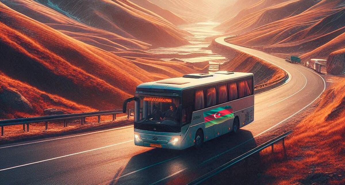 Автобус в Азербайджане. Иллюстрация создана с помощью программы Copilot Автобус в Азербайджане. Иллюстрация создана с помощью программы Copilot