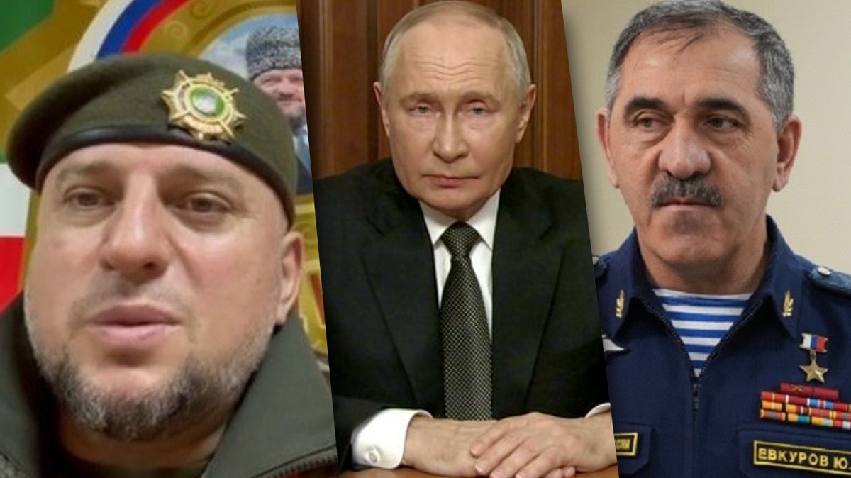 Апти Алаудинов, Владимир Путин и Юнус-Бек Евкуров. Коллаж "Кавказского Узла". Фото: http://www.kremlin.ru/ Фото: официальный сайт Минобороны России Кадр видео из телеграм-канала Апти Алаудинова https://t.me/AptiAlaudinovAKHMAT/5739
Апти Алаудинов, Владимир Путин и Юнус-Бек Евкуров. Коллаж "Кавказского Узла". Фото: http://www.kremlin.ru/ Фото: официальный сайт Минобороны России Кадр видео из телеграм-канала Апти Алаудинова https://t.me/AptiAlaudinovAKHMAT/5739