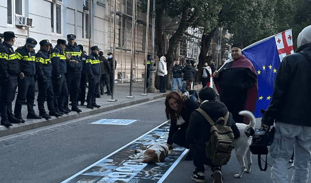 Силовики и протестующие у здания Конституционного суда. Скриншот фото Tbilisi Life от 12.01.25, https://t.me/Tbilisi_life/35741 Силовики и протестующие у здания Конституционного суда. Скриншот фото Tbilisi Life от 12.01.25, https://t.me/Tbilisi_life/35741