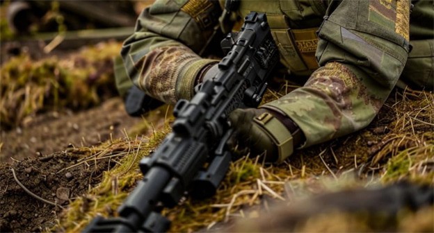 Военнослужащий лежит на земле. Иллюстрация "Кавказского узла" созданная при помощи программы Copilot Военнослужащий лежит на земле. Иллюстрация "Кавказского узла" созданная при помощи программы Copilot