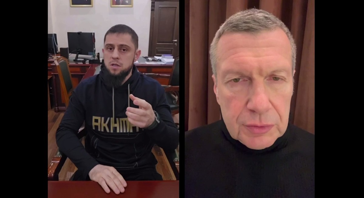 Ахмед Дудаев, Владимир Соловьев. Кадры видео, опубликованных в телеграм-канале Ахмеда Дудаева https://t.me/akhmeddudaev/4355 Ахмед Дудаев, Владимир Соловьев. Кадры видео, опубликованных в телеграм-канале Ахмеда Дудаева https://t.me/akhmeddudaev/4355