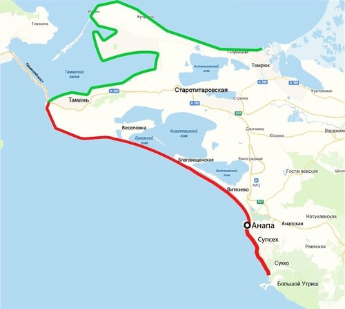 Карта побережья из телеграм-канала оперштаба Кубани https://t.me/opershtab23/13291