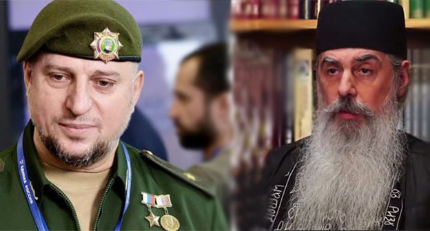 Апти Алаудинов (слева) и сиигумен Гавриил. Коллаж "Кавказского узла". Фото: "Грозный Информ" https://www.grozny-inform.ru/ https://t.me/igumenN/1077 Апти Алаудинов (слева) и сиигумен Гавриил. Коллаж "Кавказского узла". Фото: "Грозный Информ" https://www.grozny-inform.ru/ https://t.me/igumenN/1077
