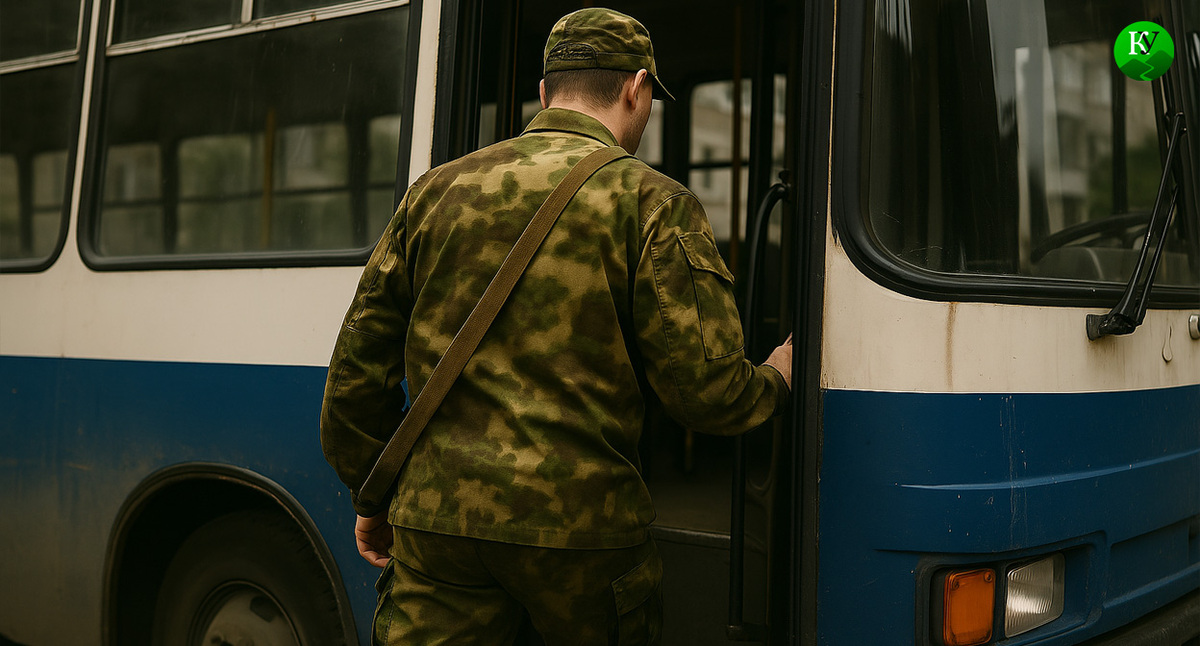 Военный заходит в автобус. Иллюстрация создана «Кавказским узлом» с помощью ИИ в программе Copilot Военный заходит в автобус. Иллюстрация создана «Кавказским узлом» с помощью ИИ в программе Copilot