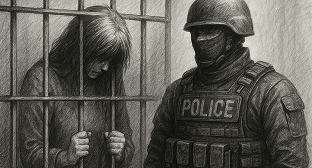 Девушка и сотрудник полиции в тюрьме. Иллюстрация "Кавказского узла", созданная при помощи программы Copilot Девушка и сотрудник полиции в тюрьме. Иллюстрация "Кавказского узла", созданная при помощи программы Copilot