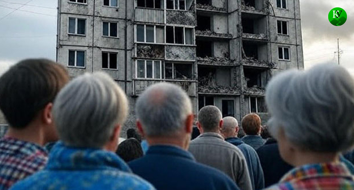 Люди стоят возле разрушенного дома. Иллюстрация "Кавказского узла", созданная при помощи программы Copilot Люди стоят возле разрушенного дома. Иллюстрация "Кавказского узла", созданная при помощи программы Copilot