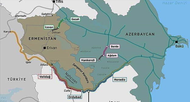 Зангезурский коридор. Фото: https://vesti.az/index.php/v-mire/smi-ssa-predlozili-vvesti-amerikanskogo-operatora-dlya-kontrolya-zangezurskogo-koridora-550676 Зангезурский коридор. Фото: https://vesti.az/index.php/v-mire/smi-ssa-predlozili-vvesti-amerikanskogo-operatora-dlya-kontrolya-zangezurskogo-koridora-550676