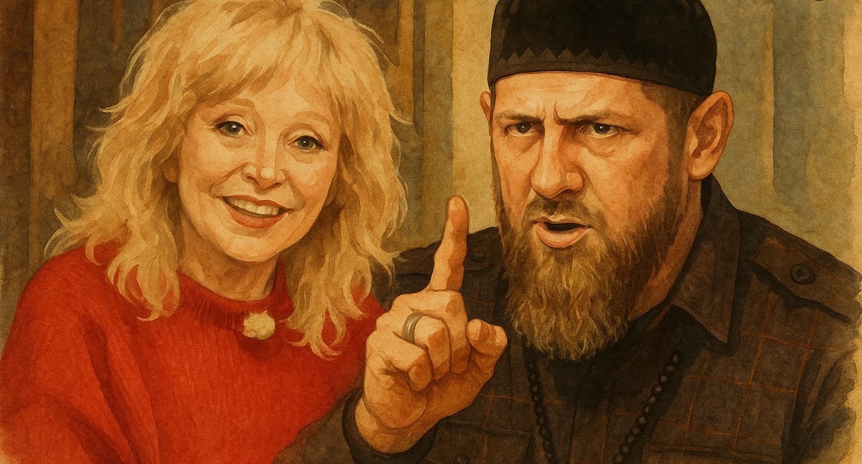 Пугачева и Кадыров. Иллюстрация создана «Кавказским узлом» с помощью ИИ