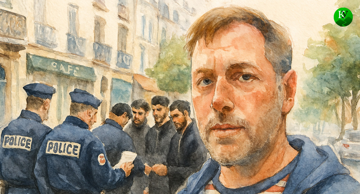 Владимир Осечкин, полицейские и задержанные. Иллюстрация создана «Кавказским узлом» с помощью ИИ в программе Copilot
Владимир Осечкин, полицейские и задержанные. Иллюстрация создана «Кавказским узлом» с помощью ИИ в программе Copilot