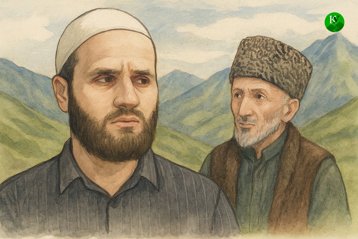 Батлухский и муфтий Дагестана. Иллюстрация создана «Кавказским узлом» с помощью ИИ в программе Copilot

