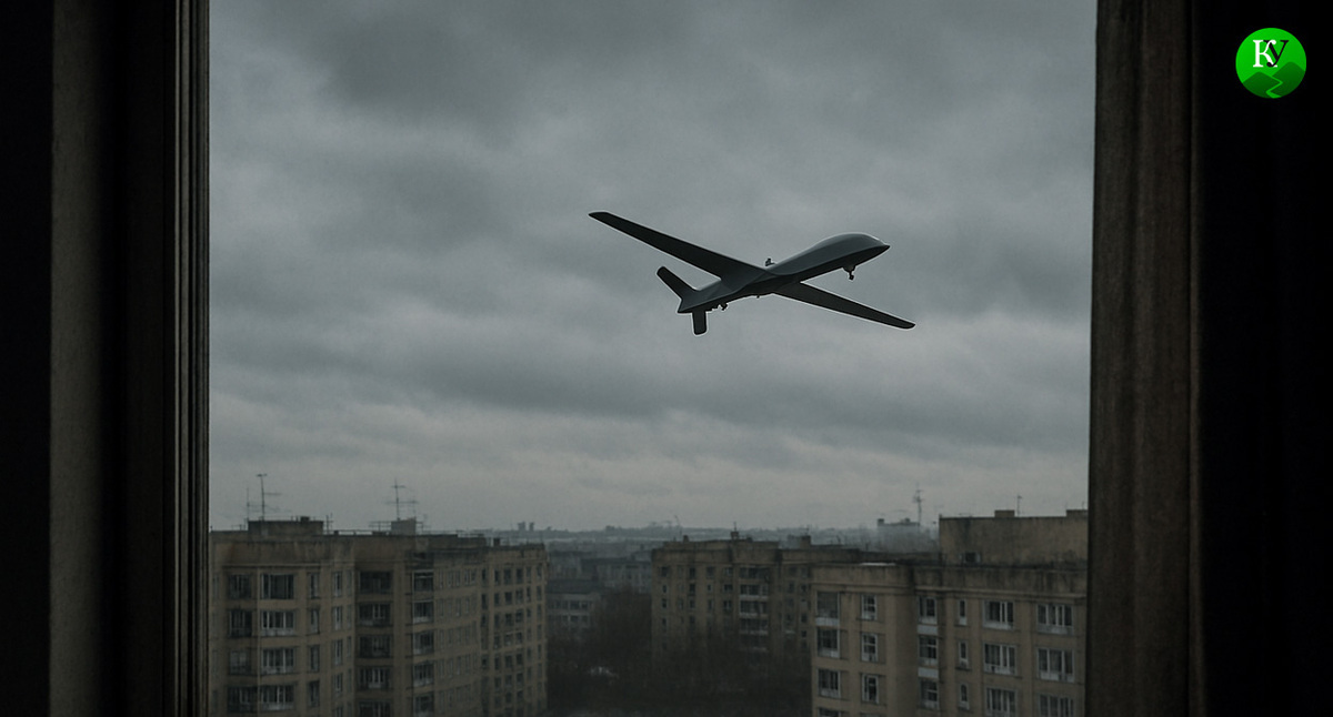 БПЛА над городом. Иллюстрация создана «Кавказским узлом» с помощью ИИ в прогр БПЛА над городом. Иллюстрация создана «Кавказским узлом» с помощью ИИ в прогр