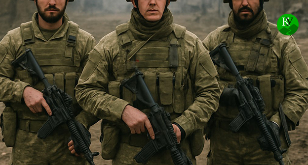 Военнослужащие. Иллюстрация "Кавказского узла" созданная ИИ при помощи программы Copilot