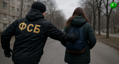 Задержание студентки. Иллюстрация создана «Кавказским узлом» с помощью ИИ в программе Copilot