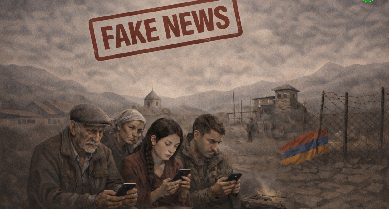 В Армении фейк-ньюс часто используется как инструмент влияния в политических, корыстных и иных целях. Иллюстрация создана "Кавказским узлом" при помощи ИИ в программе Copilot