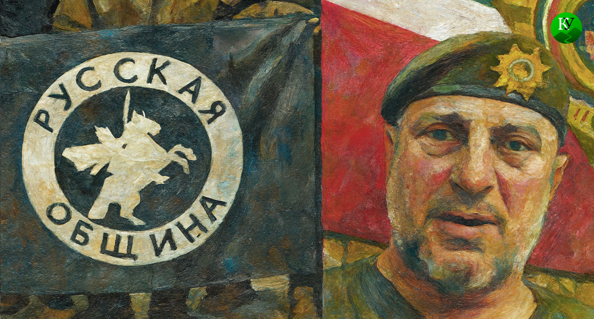Флаг "Русской общины" и Алаудинов. Иллюстрация создана «Кавказским узлом» с помощью ИИ в программе Copilot Флаг "Русской общины" и Алаудинов. Иллюстрация создана «Кавказским узлом» с помощью ИИ в программе Copilot