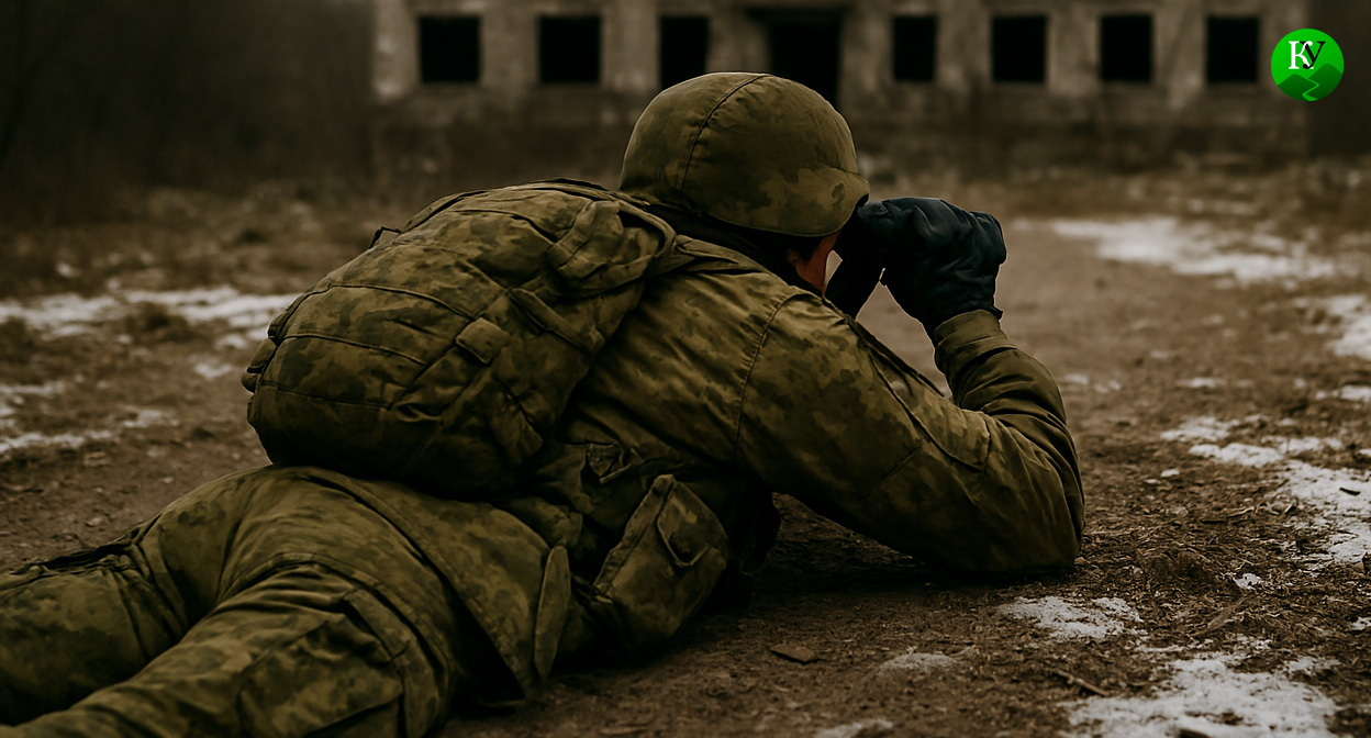 Военный на СВО. Иллюстрация создана «Кавказским узлом» с помощью ИИ в программе Copilot