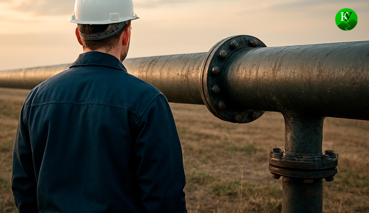 Рабочий обнаружил врезку на нефтепроводе. Иллюстрация создана «Кавказским узлом» с помощью ИИ в программе Copilot Рабочий обнаружил врезку на нефтепроводе. Иллюстрация создана «Кавказским узлом» с помощью ИИ в программе Copilot