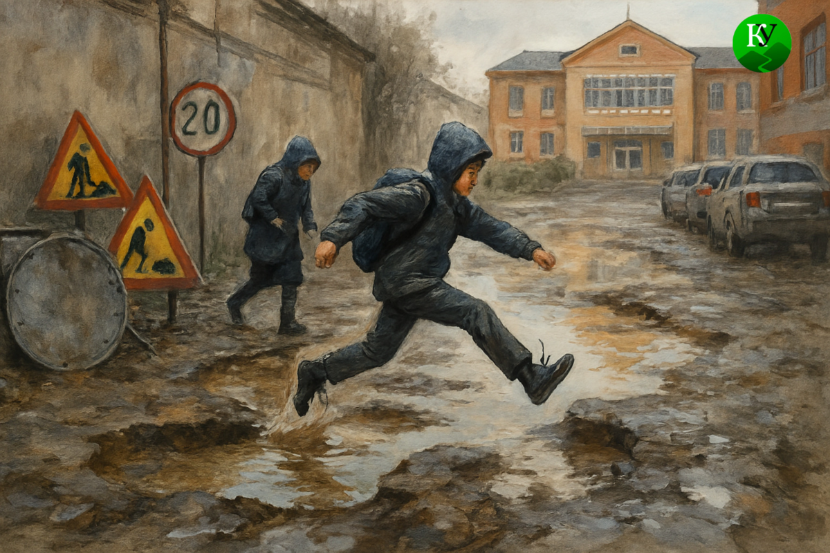 Разбитая улица у школы. Иллюстрация создана "/Кавказским узлом" с помощью ИИ в программе Copilot Разбитая улица у школы. Иллюстрация создана "/Кавказским узлом" с помощью ИИ в программе Copilot