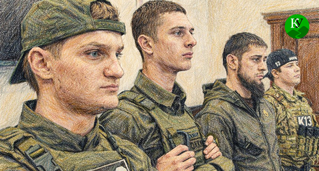 Сыновья Кадырова и Магомед Даудов (второй справа). Иллюстрация создана "Кавказским узлом" при помощи ИИ в программе Copilot Сыновья Кадырова и Магомед Даудов (второй справа). Иллюстрация создана "Кавказским узлом" при помощи ИИ в программе Copilot