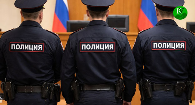 Сотрудники полиции в зале суда. Иллюстрация создана "Кавказским узлом" при помощи ИИ в программе Copilot Сотрудники полиции в зале суда. Иллюстрация создана "Кавказским узлом" при помощи ИИ в программе Copilot