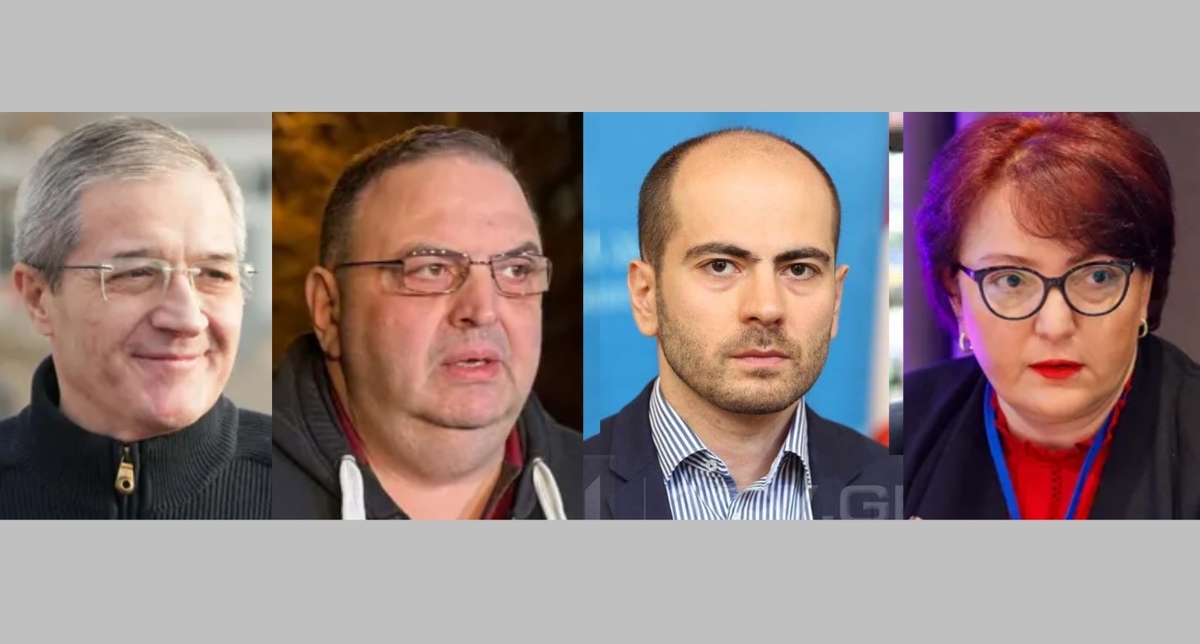 Гиви Таргамадзе, Губаз Саникидзе, Георгий Канделаки, Тина Хидашели. Фото: "Интерпрессньюс" https://www.interpressnews.ge/ JAMnews https://jam-news.net/ Коллаж "Кавказского узла".