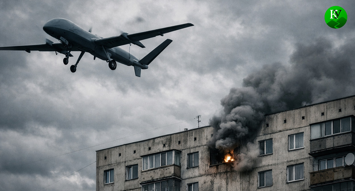 БПЛА и многоэтажка. Иллюстрация создана «Кавказским узлом» с помощью ИИ в программе Copilot БПЛА и многоэтажка. Иллюстрация создана «Кавказским узлом» с помощью ИИ в программе Copilot