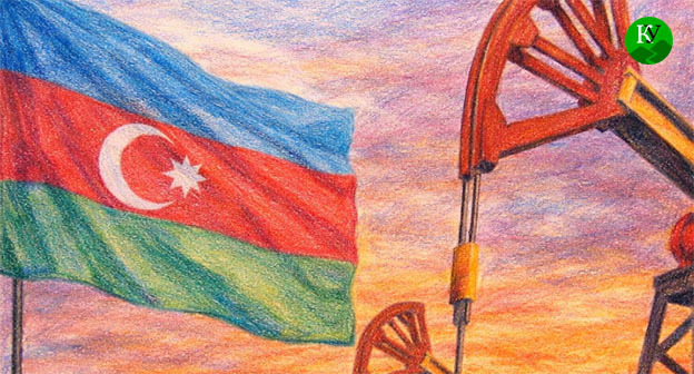 Азербайджанский флаг возле газового месторождения. Иллюстрация создана "Кавказским узлом" при помощи ИИ в программе Copilot
