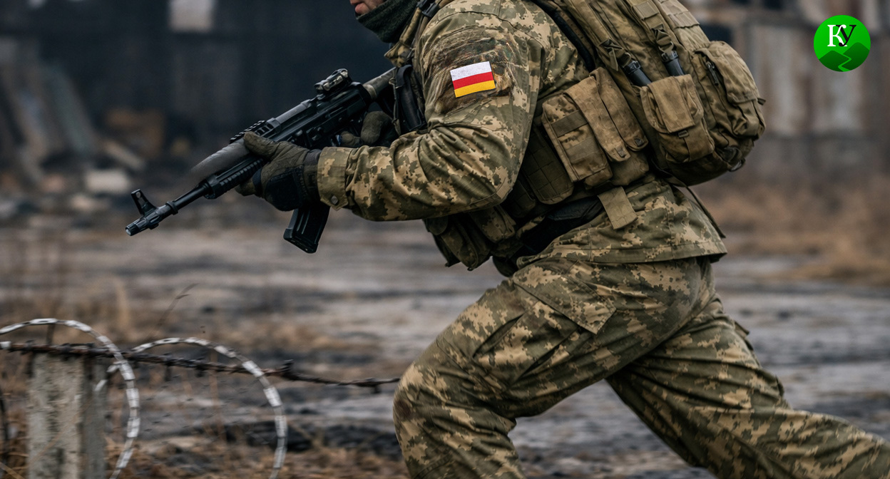 Военный на СВО. Иллюстрация создана «Кавказским узлом» с помощью ИИ в программе Copilot