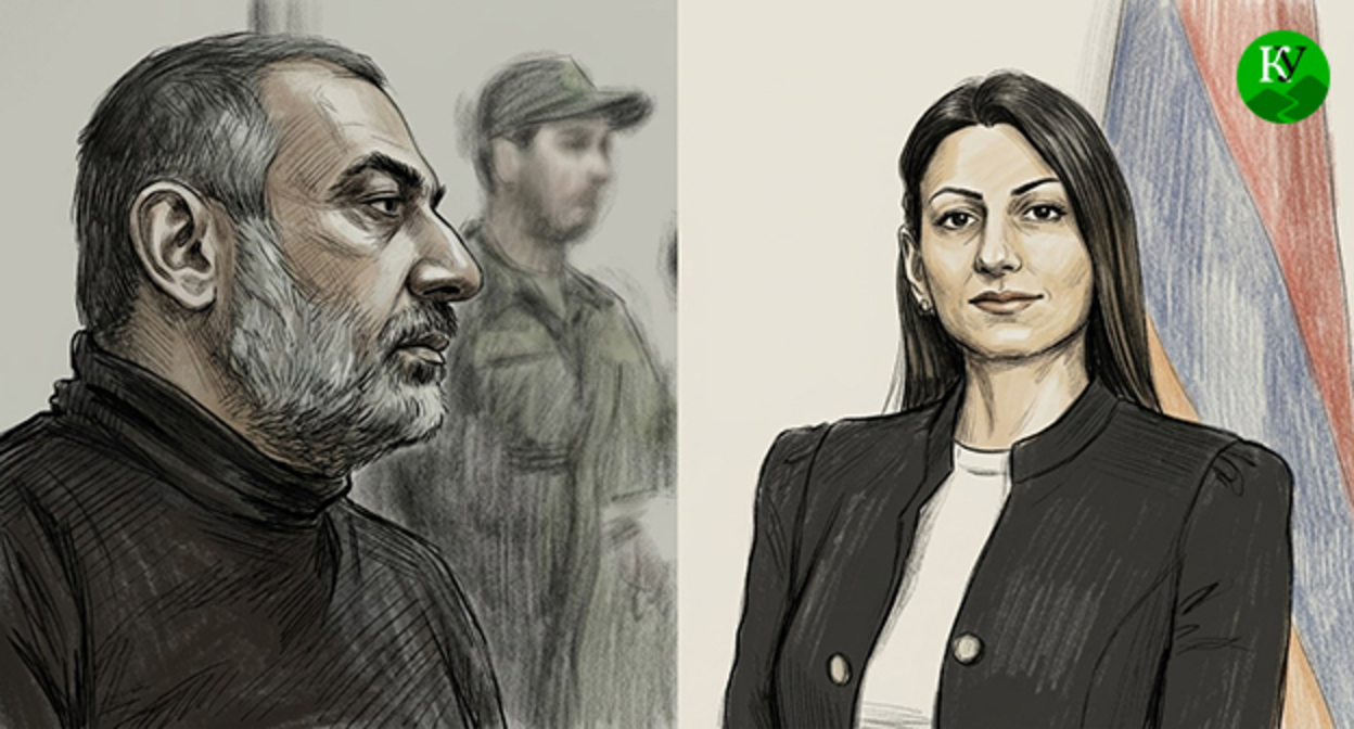 Рубен Варданян и Анаит Манасян. Иллюстрация создана "Кавказским узлом" при помощи ИИ в программе "Copilot"
