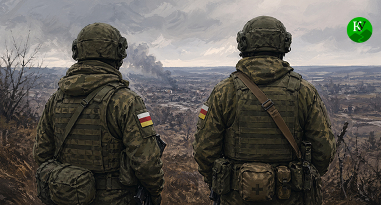 Военнослужащие. Иллюстрация создана "Кавказским узлом" при помощи ИИ в программе Copilot