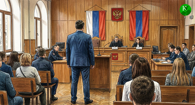 Мужчина в зале суда. Иллюстрация создана "Кавказским узлом" при помощи ИИ в программе Copilot Мужчина в зале суда. Иллюстрация создана "Кавказским узлом" при помощи ИИ в программе Copilot