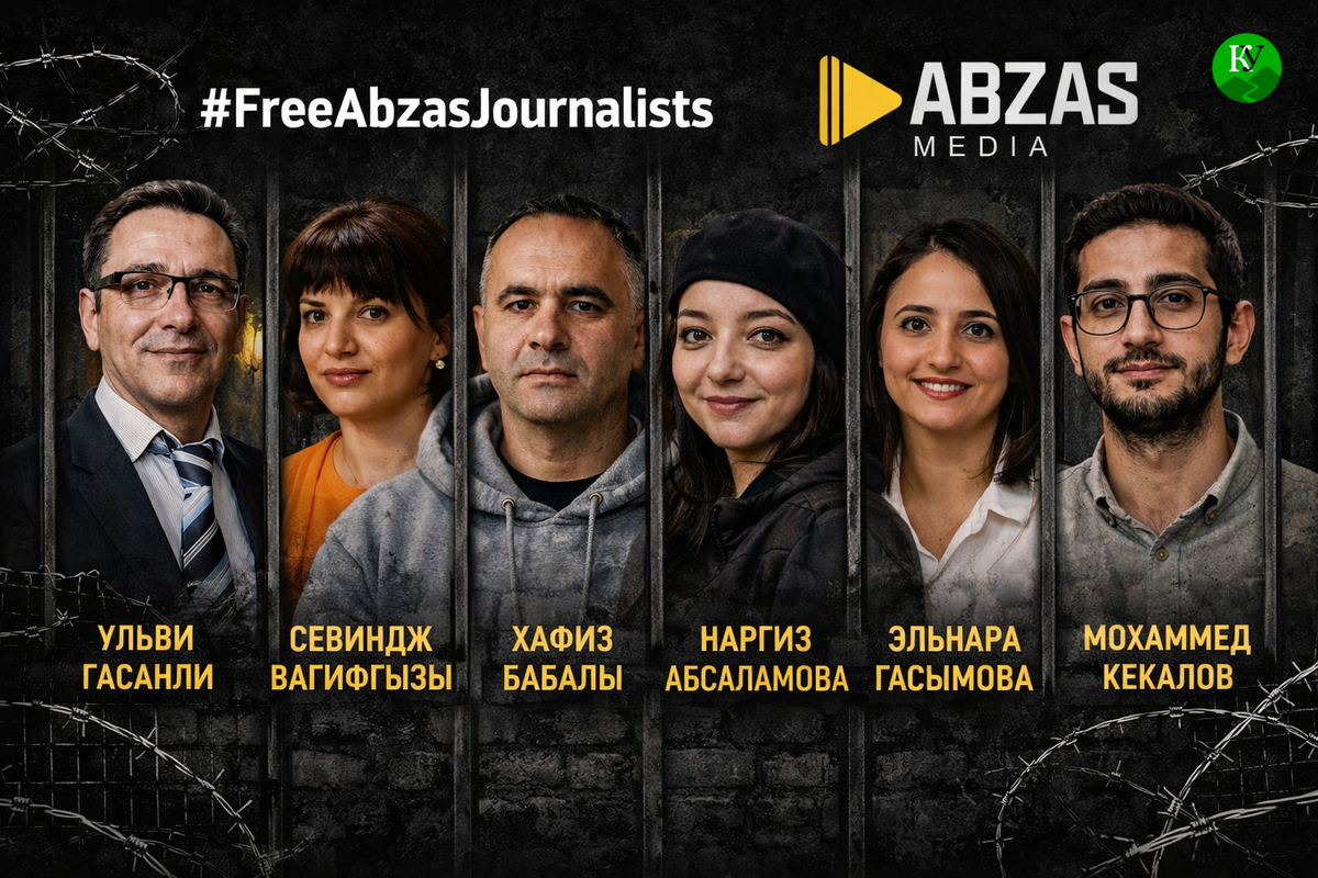 Арестованные журналисты Abzas Media.Иллюстрация создана «Кавказским узлом» с помощью ИИ в программе Copilot