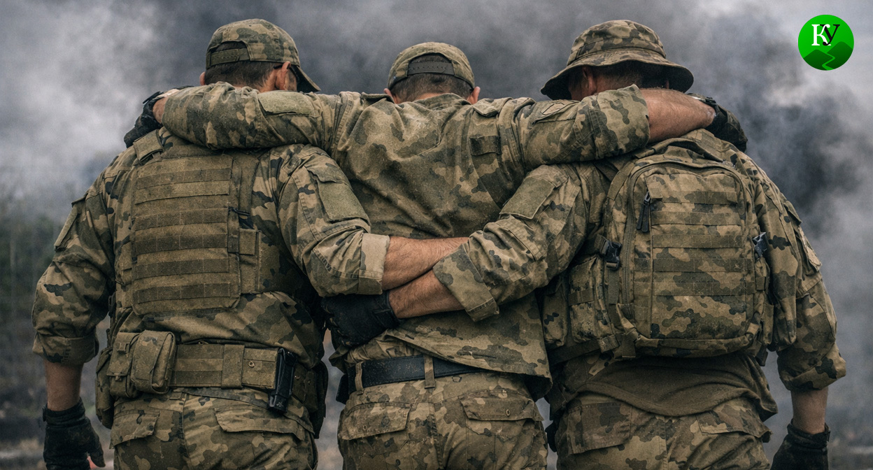Военные на СВО. Иллюстрация создана «Кавказским узлом» с помощью ИИ в программе Copilot