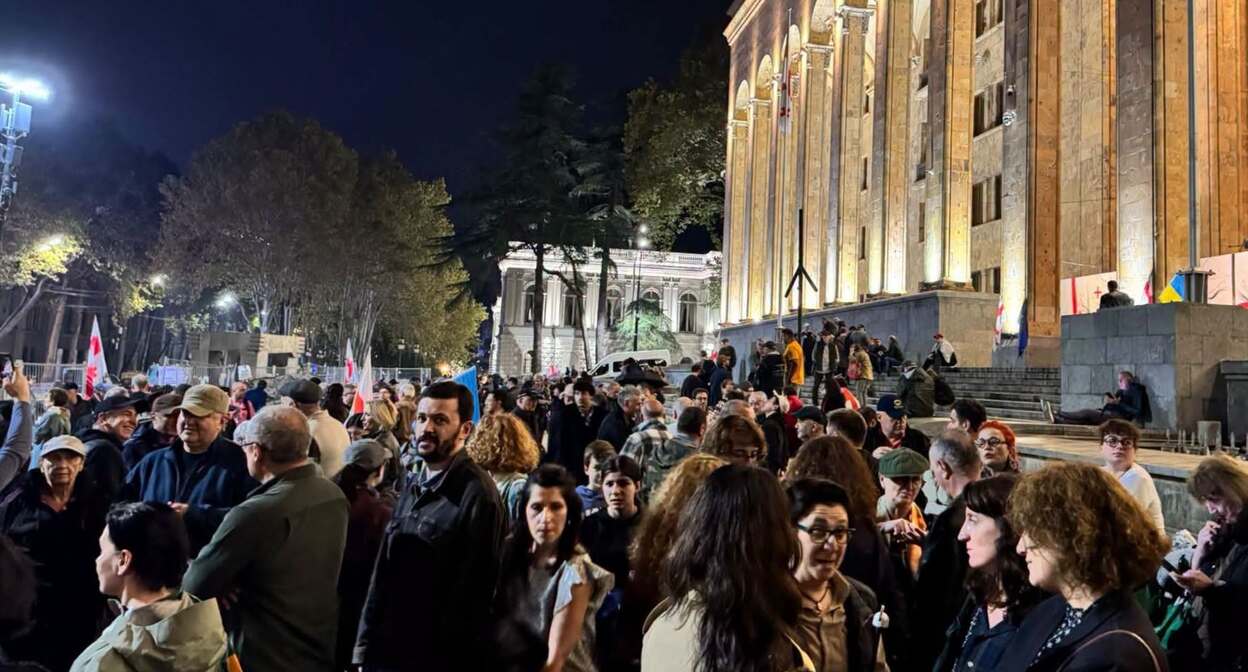 Протестующие у парламента Грузии 15 октября. Фото: Giorgi Mumladze / Facebook* Протестующие у парламента Грузии 15 октября. Фото: Giorgi Mumladze / Facebook*