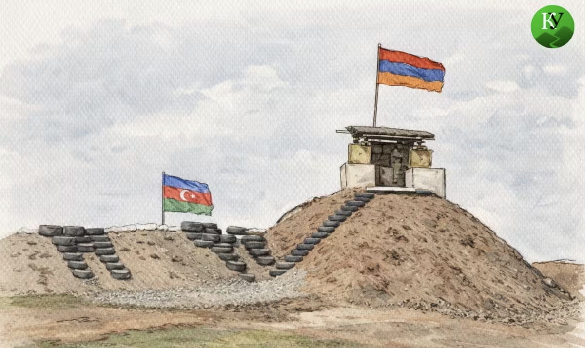 Граница Армении и Азербайджана. Иллюстрация создана "Кавказским узлом" с помощью ИИ. Граница Армении и Азербайджана. Иллюстрация создана "Кавказским узлом" с помощью ИИ.