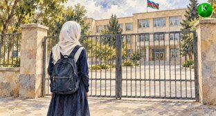 Школьница в Азербайджане. Иллюстрация создана «Кавказским узлом» с помощью ИИ в программе Copilot