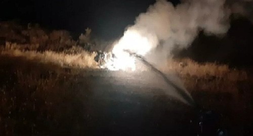 На месте сбитого российского вертолета Ми-24. Фото: МЧС Армении На месте сбитого российского вертолета Ми-24. Фото: МЧС Армении
